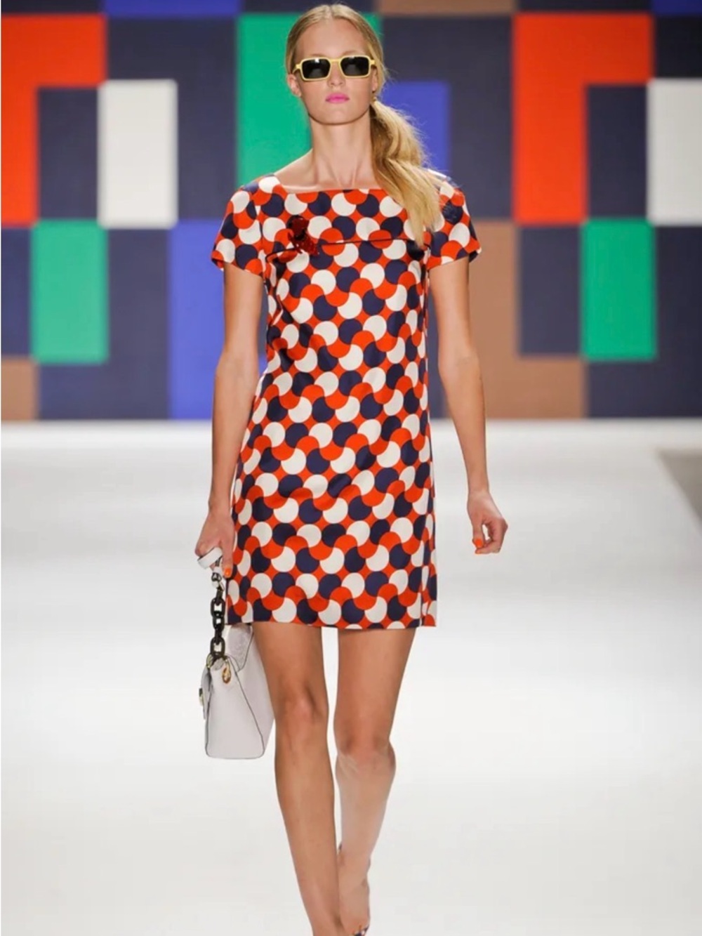 Milly New York silk polka dot geometric mini 2012 Vogue Runway dress SILK